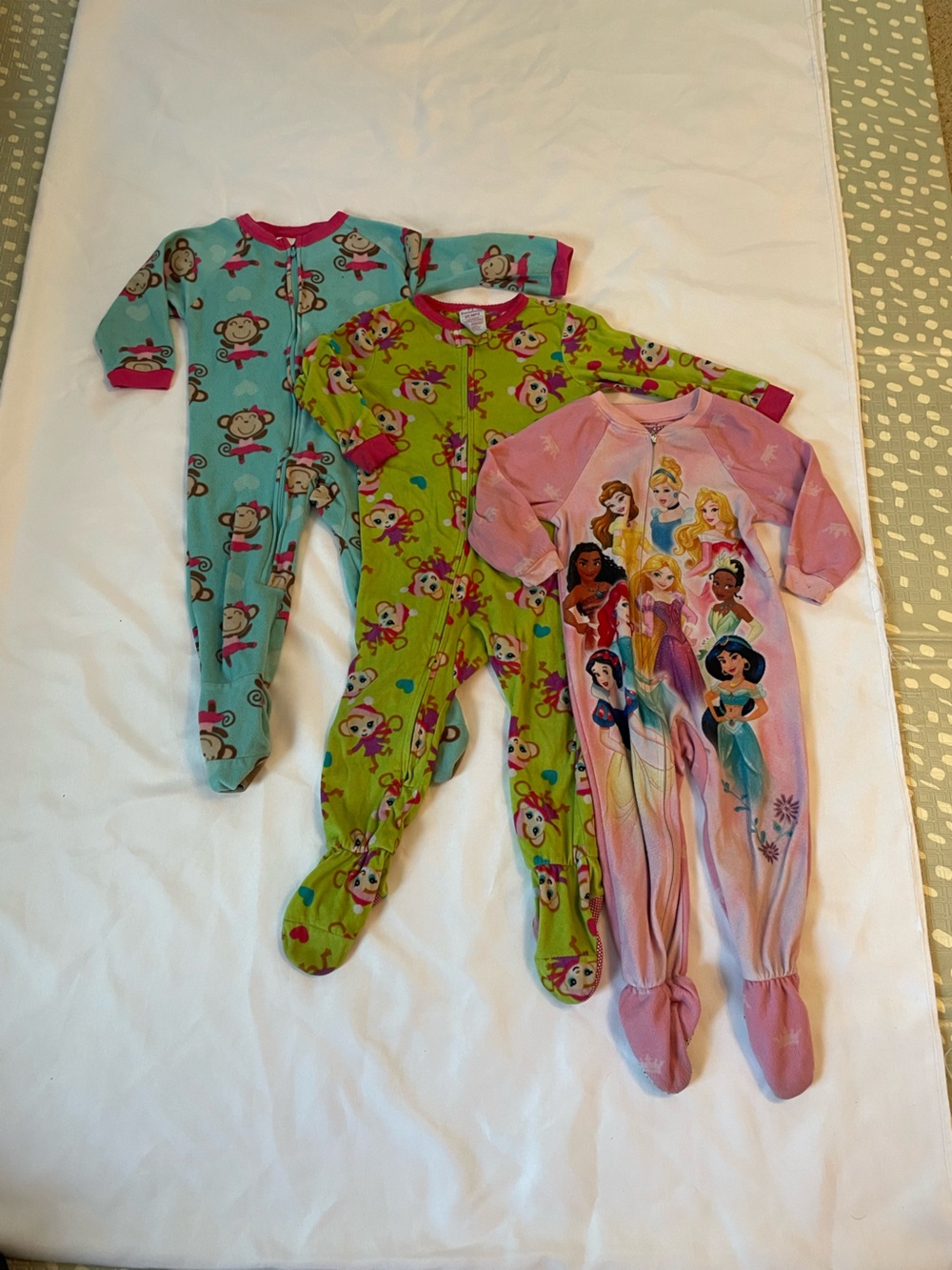 Garanimals, Gerber & Pink Disney Girls' Zippered Footed One-Piece PJs, Size 3T